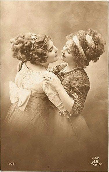 Edwardian Ladies Cuddle For The Camera At A Paris Studio Early 1900s