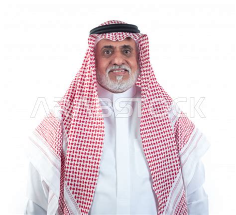 Portrait Of A Smiling Old Saudi Arab Man Doing Photo Sessions Close Up