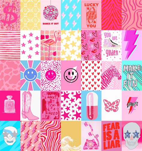 Pink Preppy Aesthetic Wall Collage Kit Preppy Room Decor Aesthetic