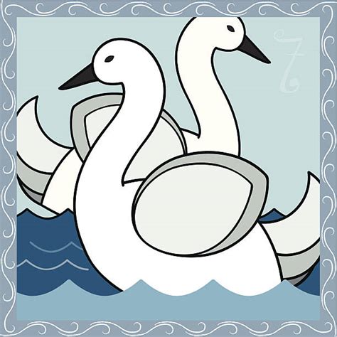 Seven Swans A Swimming Clipart Cartoon