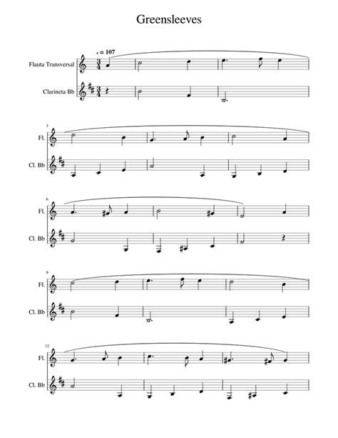 Free complete audio sample at galaxy music notes. Greensleeves Sheet music for Flute, Clarinet | Download free in PDF or MIDI | Musescore.com