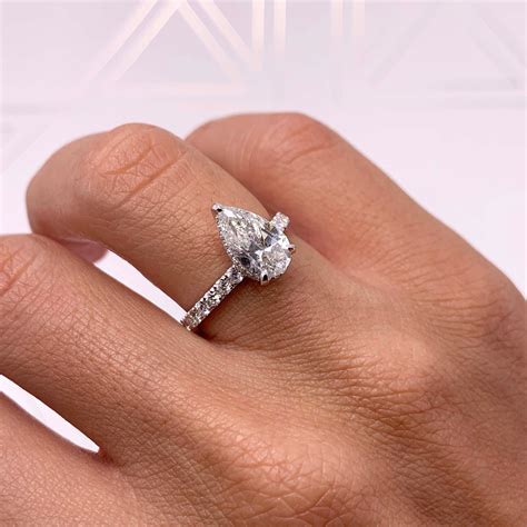 2 Carat Pear Hidden Halo Diamond Engagement Ring E Vs2 Pear Etsy