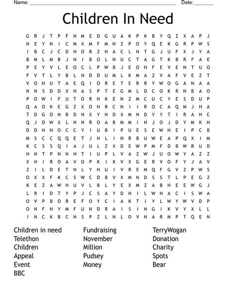 Children In Need Word Search Wordmint