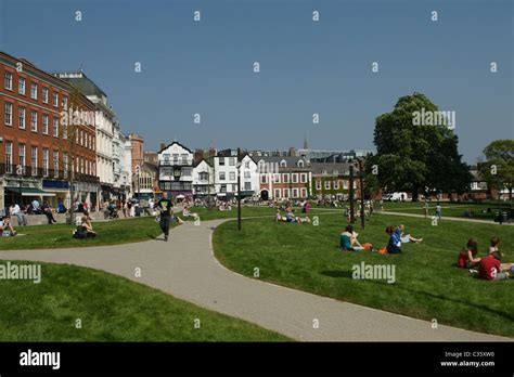 Cathedral Yard Exeter Stock Photo Alamy