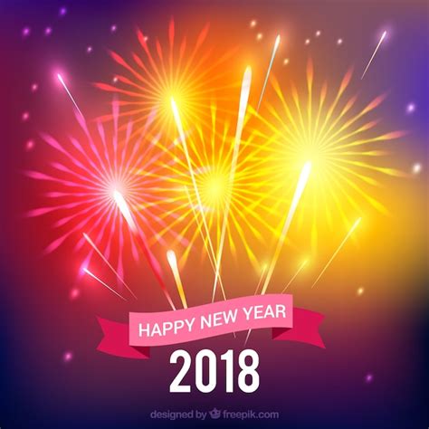 Bright New Year Fireworks Vector Free Download