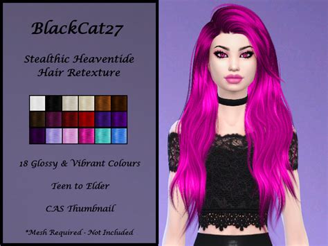 The Sims Resource Blackcat27 Stealthic Heaventide Hair Retexture