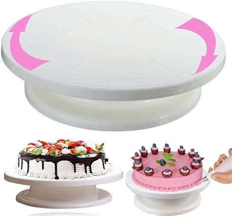 Worqoid Plastic Round Rotating Revolving Cake Turntable Decorating
