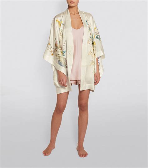 Meng Floral Silk Short Kimono Harrods Us