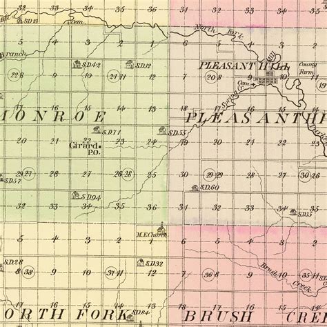 Vintage Map Of Saline County Nebraska 1885 By Teds Vintage Art