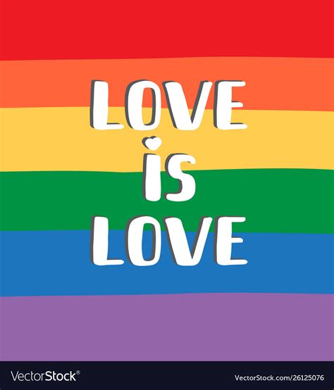 lgbt love is love lettering on rainbow flag vector image