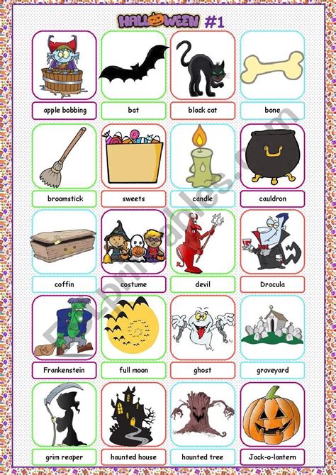 Halloween Picture Dictionary1 Esl Worksheet By Kissnetothedit
