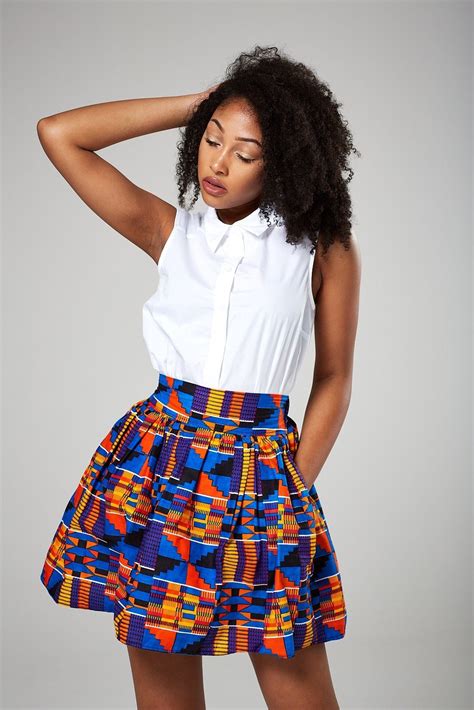 Kente African Print Mini Skirt Aleena Laviye African Fashion African Skirts Mini Skirts