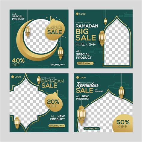 Ramadan Sale Social Media Post Template Banners Ad Premium Vector