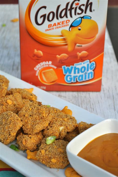What can we say about them? Goldfish Cracker-Crusted Chicken Nuggets with Honey ...