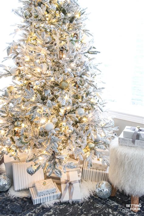 Shop for white christmas trees in christmas trees by color. Flocked Christmas Tree - White and Gold Glam Style ...