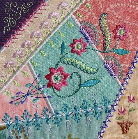 Block 7 Crazyquilting Paper Embroidery Crazy Quilts Patterns Crazy Quilt Stitches