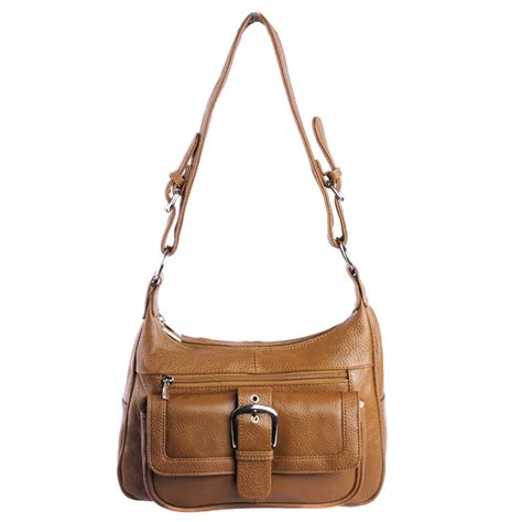 Genuine Leather Hobo Shoulder Handbag W Buckled Flip Closure Pocket Ebay