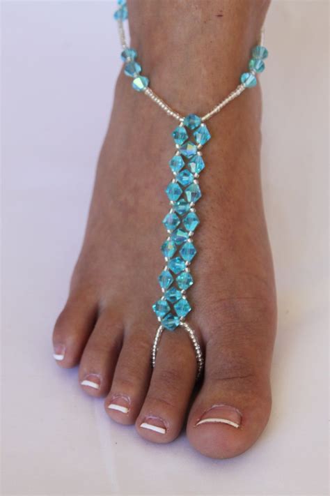 Barefoot Sandals Beach Wedding Foot Jewelry Customizable Crystals 29
