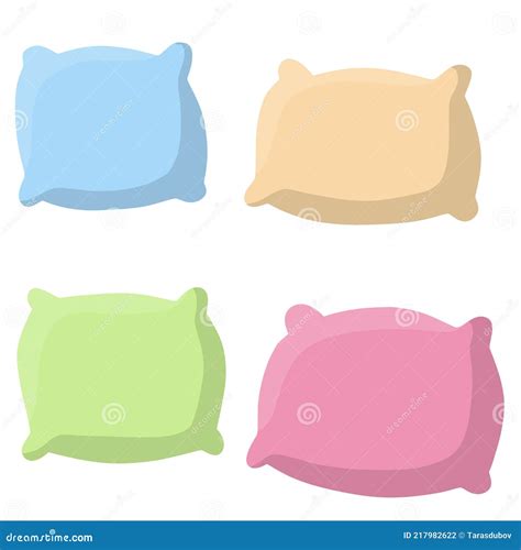 Set Of Pillows Large And Small Object Cartoon Flat Illustration Stock
