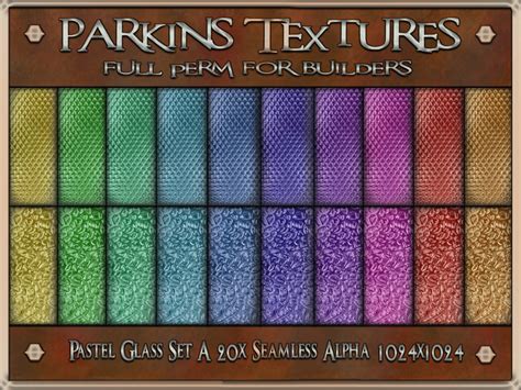 second life marketplace parkins textures pastel glass a set 20x full perm seamless alpha