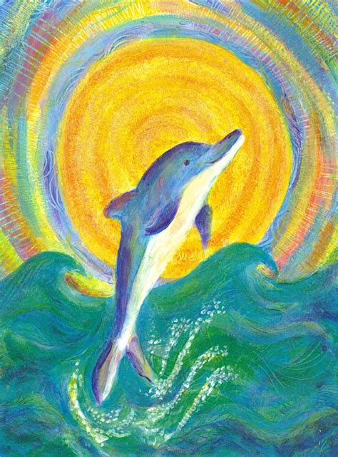 Dolphin Playing With The Sun Acrylic Painting By Heni Sandoval