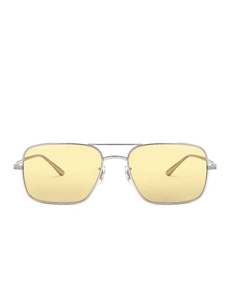 Oliver Peoples X The Row Victory La Sunglasses In Silver And Mustard Fwrd