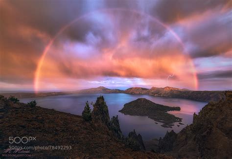 Interesting Photo Of The Day Rainbow And Lightning Over Crater Lake
