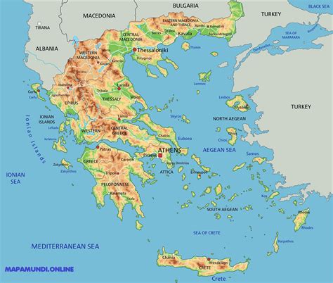 ⊛ Mapa De Grecia ·🥇 Político And Físico Para Imprimir