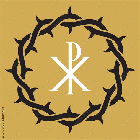 Crown Or Wreath Of Thorns With Christ Symbol Vector Illustration Of