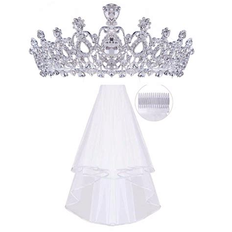 Wedding Crowns With Veil Tiaras With Veil Majestic Crowns