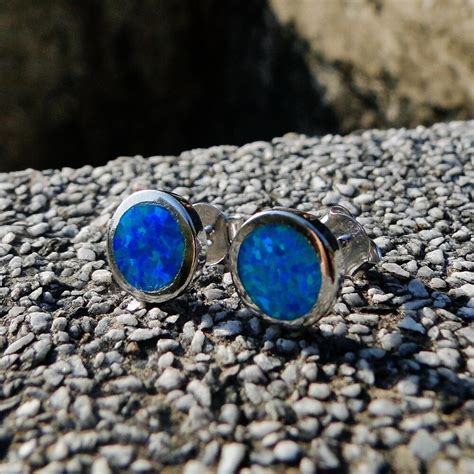 Lady S Beautiful Blue Fire Opal Earrings Jewelry Gift Sterling