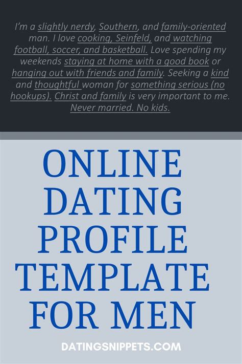 Simple Online Dating Profile Template For Men With 5 Examples Online Dating Profile Examples