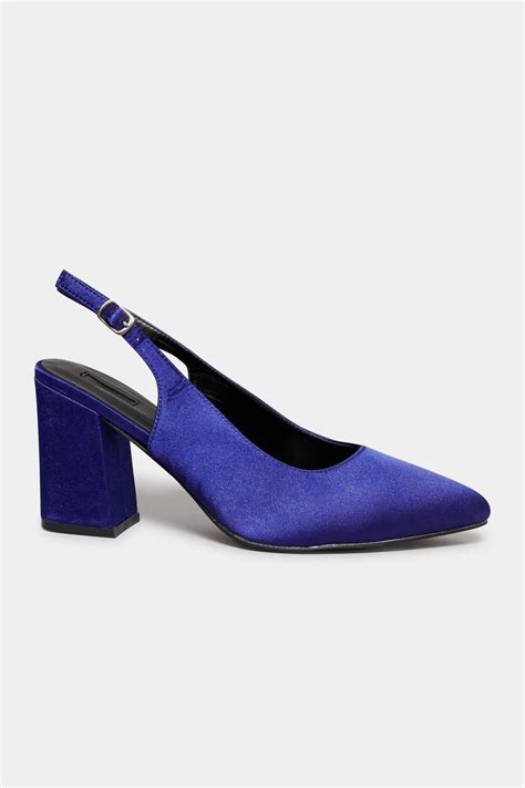 Limited Collection Cobalt Blue Pointed Block Heel Court Shoes In Wide E
