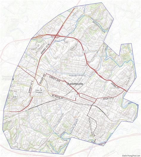 Map Of Charlottesville Independent City Virginia Địa Ốc Thông Thái
