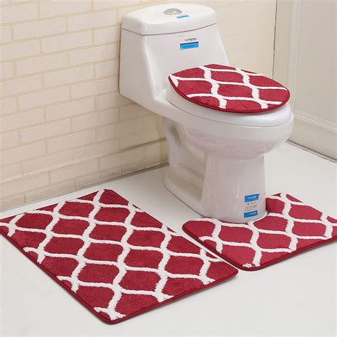 3pcs Bathroom Mat Sets Geometric Pastoral Bath Mat Anti Slip Bathroom