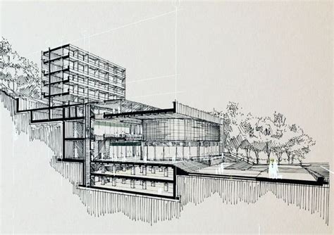 An Architectural Drawing Of A Building With Multiple Levels