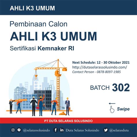 Poster Pembinaan Ahli K3 Umum Sertifikasi Kemnaker Ri Pt Duta
