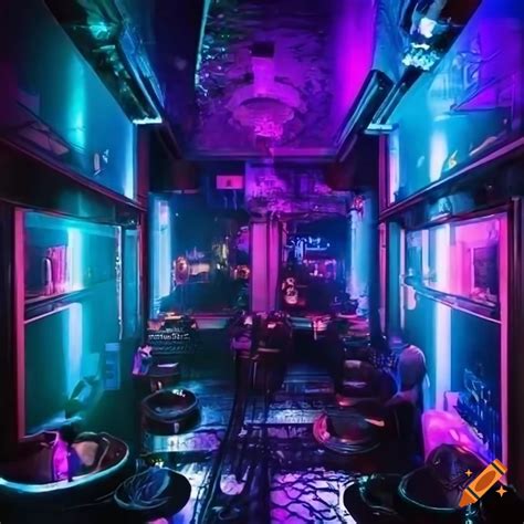 Cyberpunk Club Vip Area With Waitresses And Customers On Craiyon