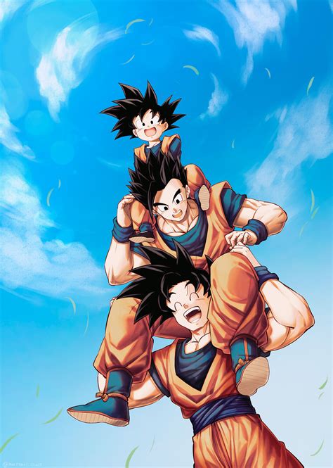 Son Goku Son Gohan And Son Goten Dragon Ball And 1 More Drawn By