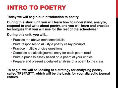 Ppt September 1819 Introduction To Poetry Powerpoint Presentation
