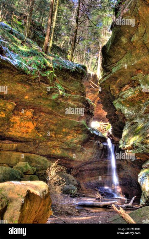 Lower Falls Conkles Hollow Hocking Hills State Park Ohio Stock
