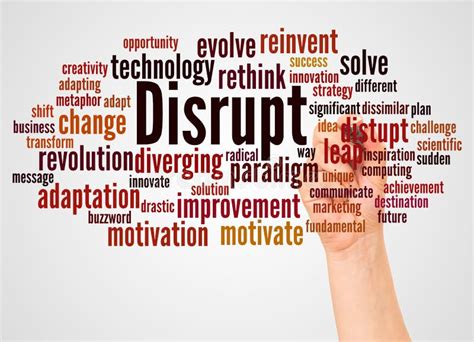 Disrupt Word Cloud And Hand With Marker Concept Stock Photo Image Of