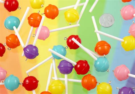 Fake Lollipops 20mm Little Lollipop Round Plastic Pendants Etsy