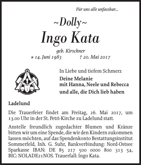 Ingo Kata Traueranzeige Nordfriesland Tageblatt