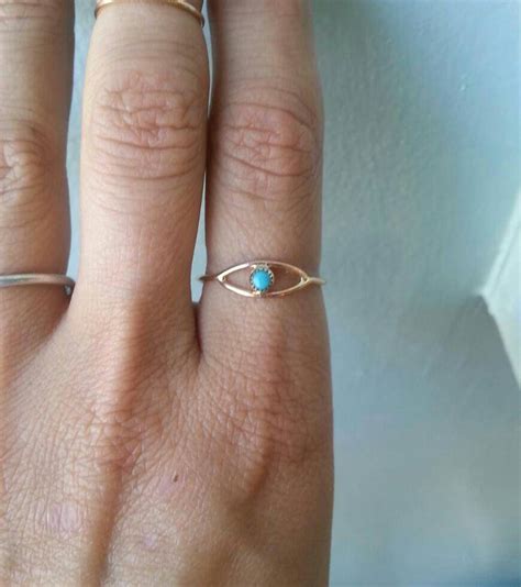 Evil Eye Turquoise And Gold Fill Stacking Ring Custom Made Etsy