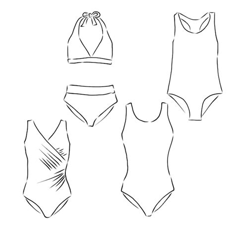 Traje de baño para mujer dibujo técnico ropa de playa vector de traje de baño de ilustración