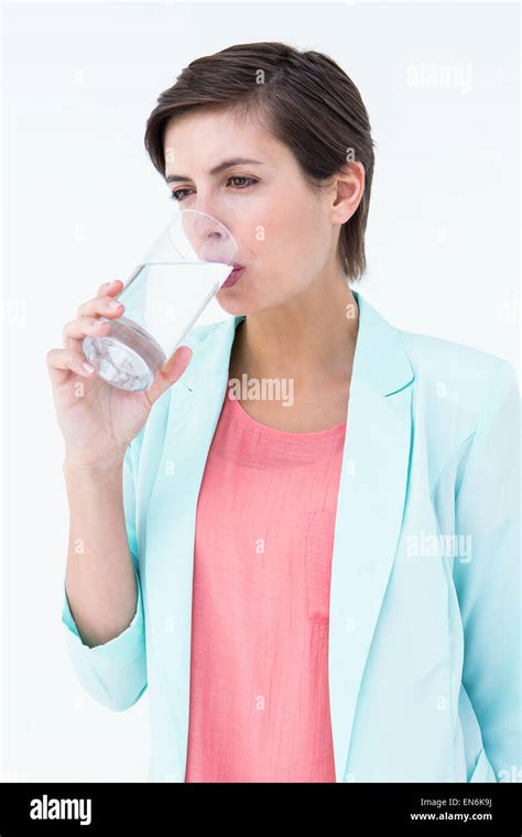 Woman Drinking Glass Of Water Stock Photo Alamy