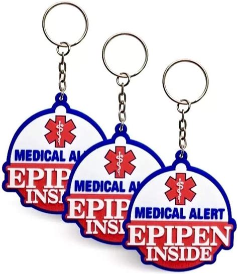 PACK EPIPEN INSIDE BAG TAGS KEYCHAINS ALLERGY MEDICAL ALERT TAGS FOR KEYCHAIN BACKPACK