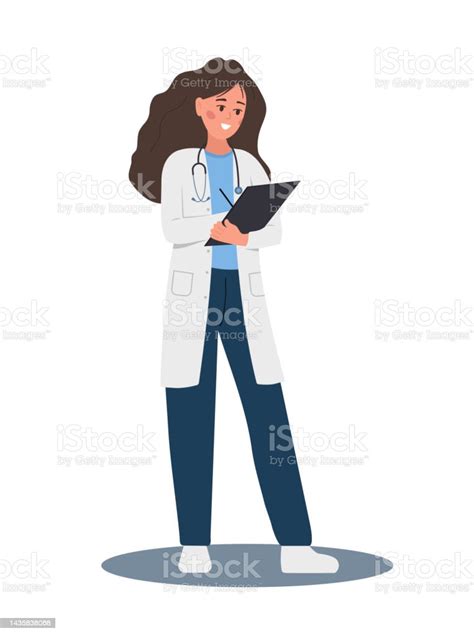 Female Doctor Writing Medical Prescription Woman In Uniform Holding Clipboard With Recipe For