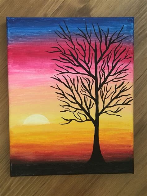 30 Easy Tree Painting Ideas For Beginners Easy Landscape Painting Ide